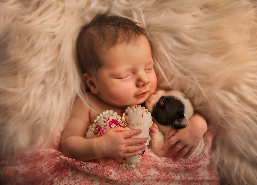 Így alszanak együtt a csecsemők és kedvenceik